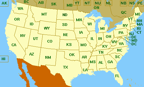 Selectable North American Map